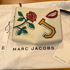 Marc Jacobs Varsity J Embellished Dove Clutch Bag